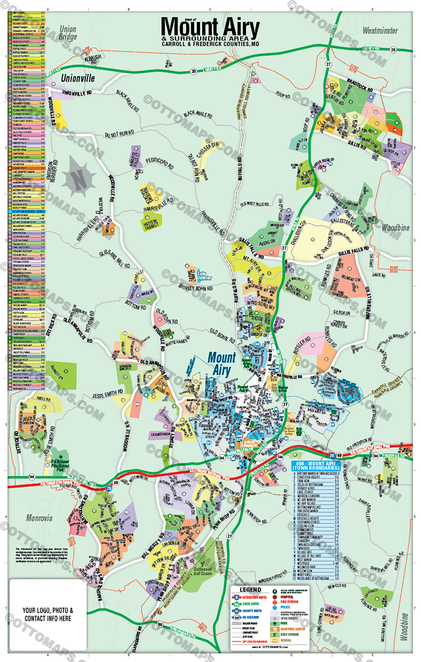 Mt Airy Map, Frederick County, MD - FILES - PDF and AI Files, editable, vector, royalty free