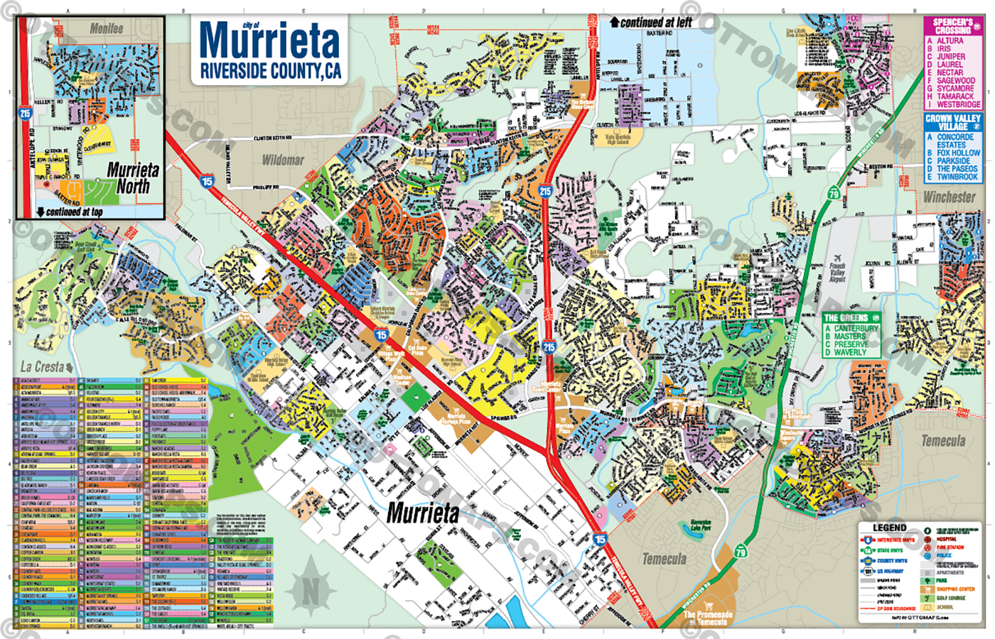 Murrieta Map - PDF, editable, royalty free