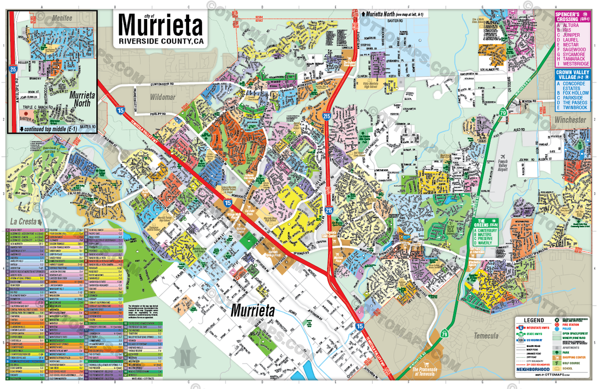Murrieta Map, Riverside County, CA - FILES - PDF and Adobe Illustrator - no box