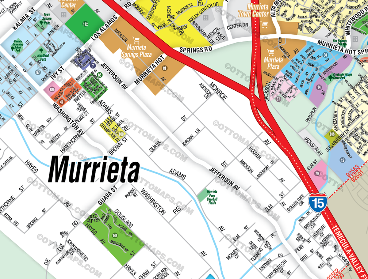 Murrieta Map, Riverside County, CA - FILES - PDF and Adobe Illustrator - zoom