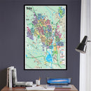 Napa Map with Neighborhoods, Napa County, CA - POSTER PRINTS - with frame