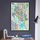 Napa Map with Subdivisions, Napa County, CA - POSTER PRINTS - with frame
