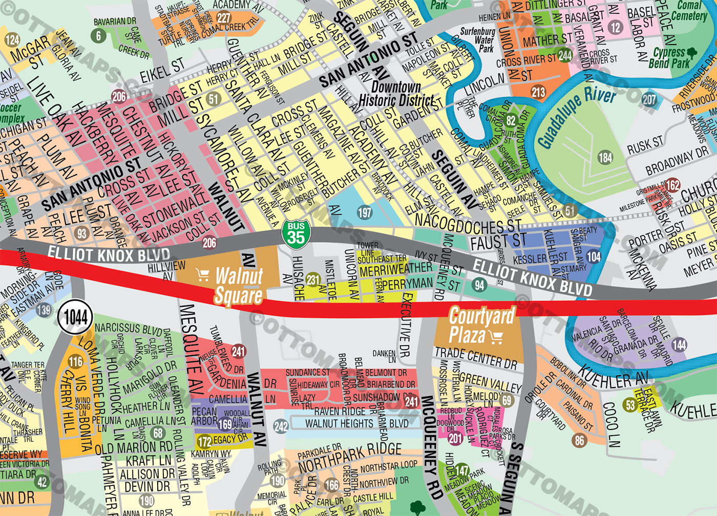 New Braunfels Map, Comal County, TX - FILES - PDF and AI Files, editable, vector, royalty free