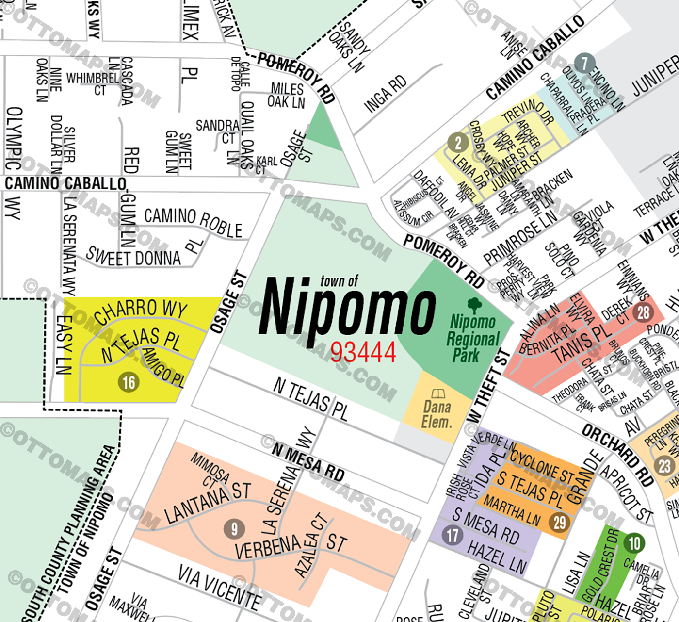 Nipomo Map, San Luis Obispo County, CA - FILES - PDF and AI, editable, vector, royalty free