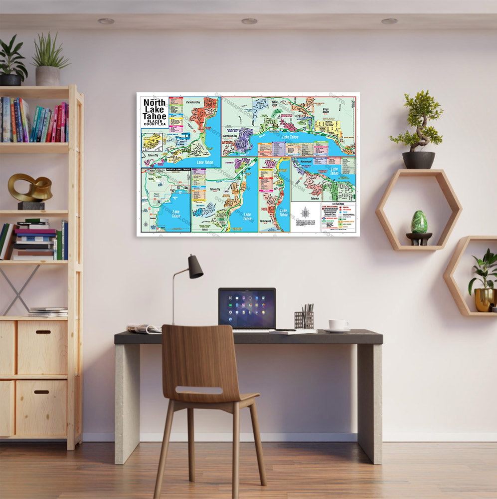 North Lake Tahoe Map, Placer County, CA - POSTER PRINTS