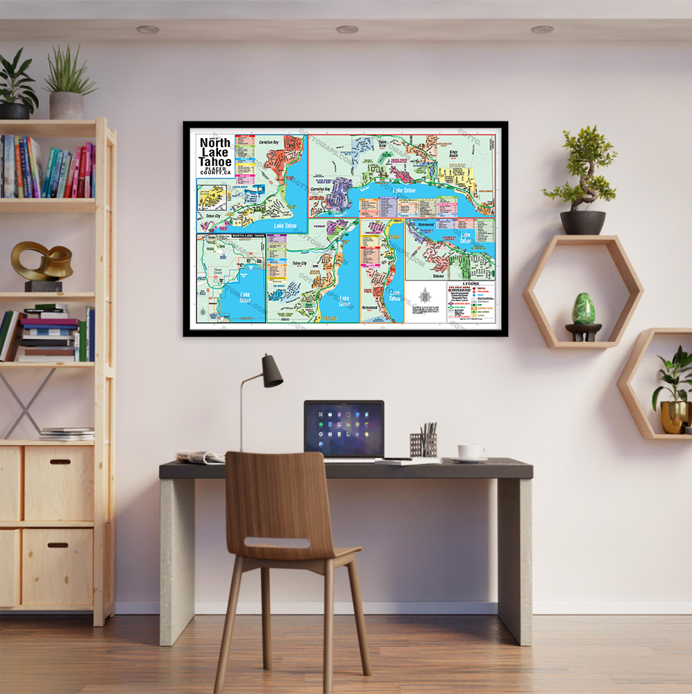 North Lake Tahoe Map, Placer County, CA - POSTER PRINTS