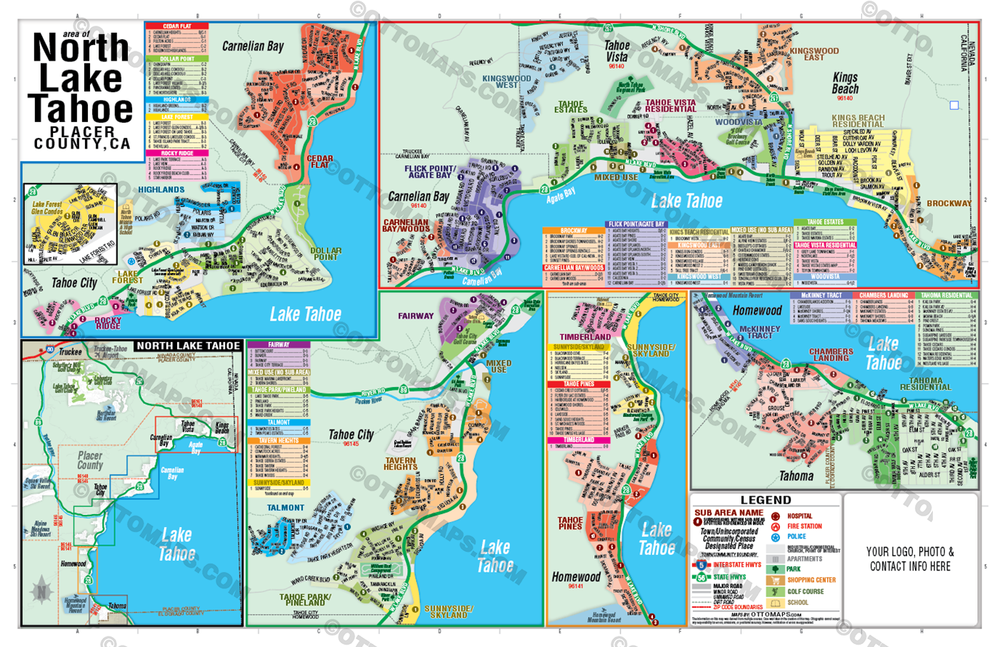 North Lake Tahoe Map, Placer County, CA - FILES - PDF and Adobe Illustrator