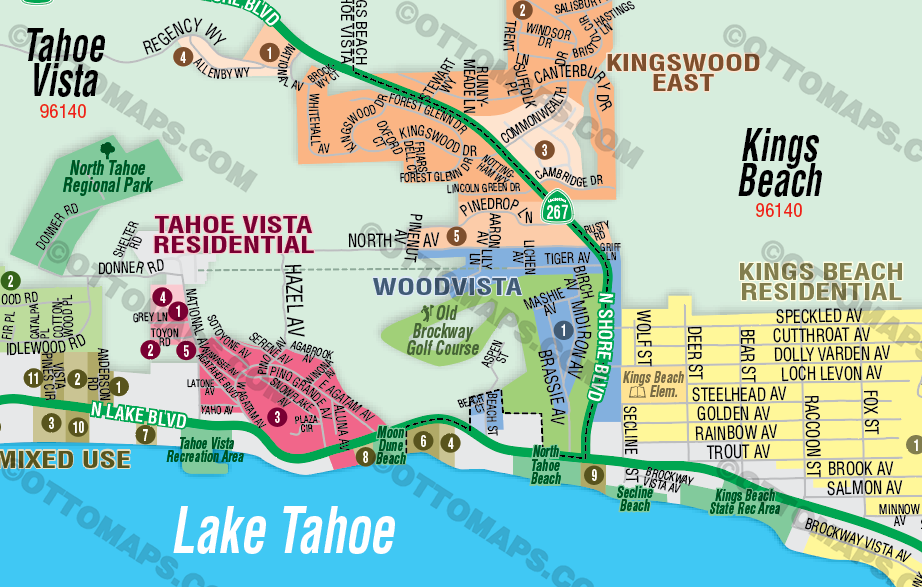 North Lake Tahoe Map, Placer County, CA - FILES - PDF and Adobe Illustrator - zoom