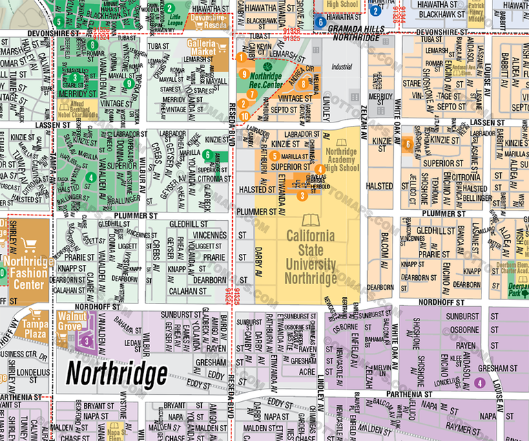 Northridge and Granada Hills Map, Los Angeles County, CA - FILES - PDF and Adobe Illustrator