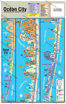 Map of Ocean City, Worcester County, MD with various sections labeled. FILES - PDF and AI Files, editable, vector, royalty free - with box