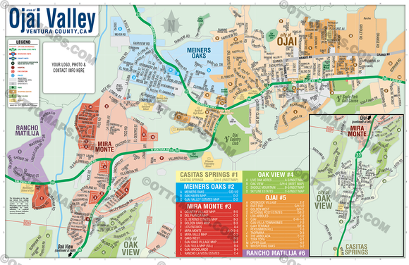 Ojai Valley Map - PDF, editable, royalty free