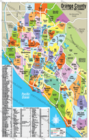 Orange County Zip Code Map - Zip Codes Colorized - FILES - PDF and AI Files, editable, vector, royalty free no box