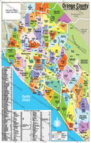 Orange County Zip Code Map - Zip Codes colorized - FILES - PDF and AI Files, editable, vector, royalty free