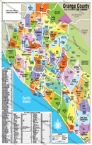 Orange County Zip Code Map - Zip Codes Colorized - FILES - PDF and AI Files, editable, vector, royalty free with box