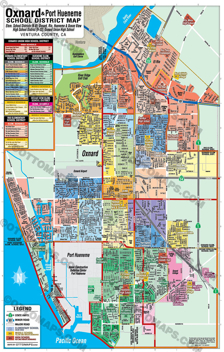 Oxnard School District Map - including Oxnard, Rio, Hueneme & Ocean Vi ...