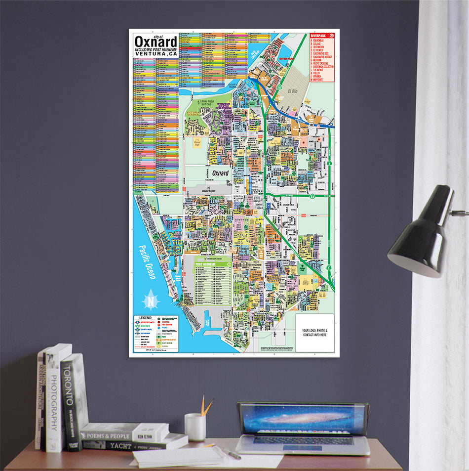 Oxnard and Port Hueneme Map, Ventura, CA - POSTER PRINTS – Otto Maps