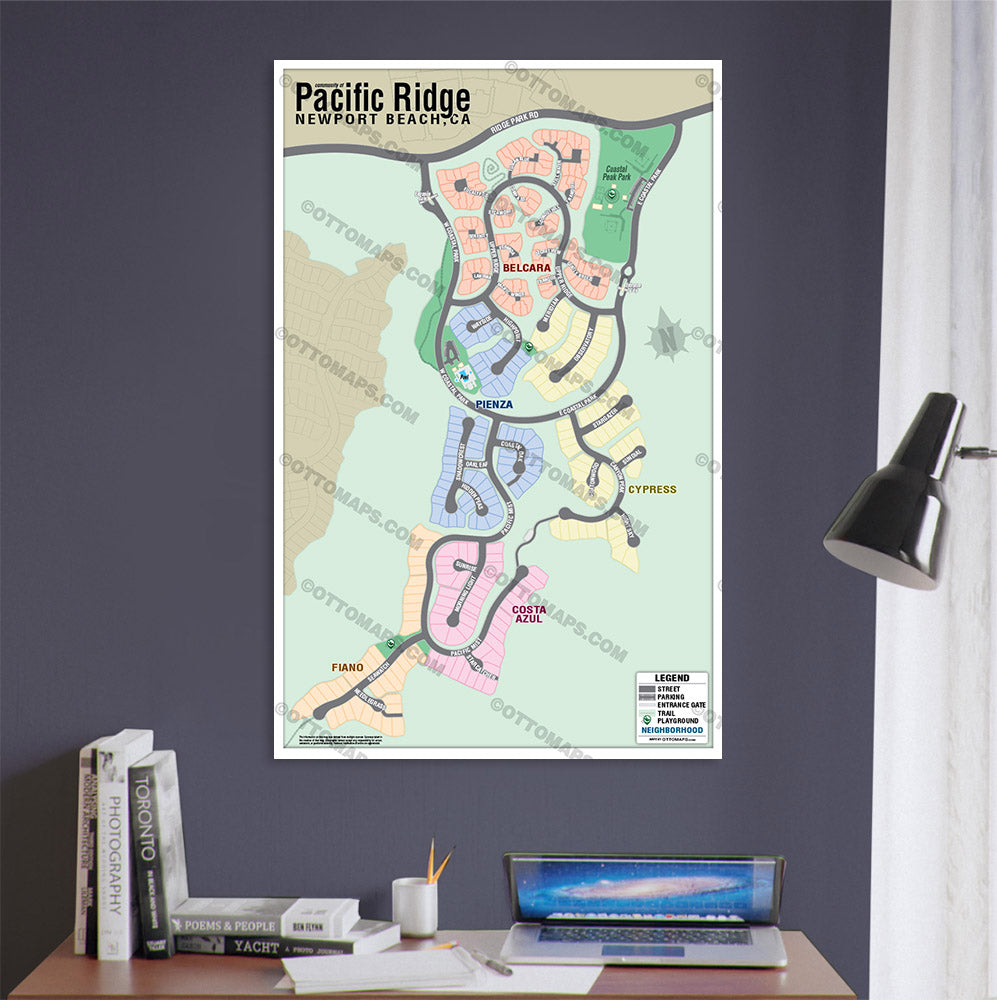Pacific Ridge Map, Newport Beach, CA - POSTER PRINTS