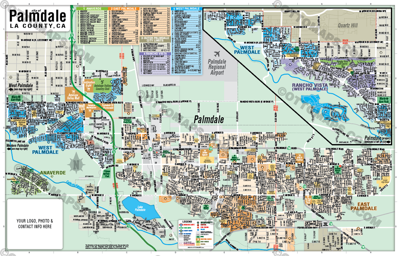 Palmdale Map, LA County - FILES - PDF and AI Files, editable, vector, royalty free