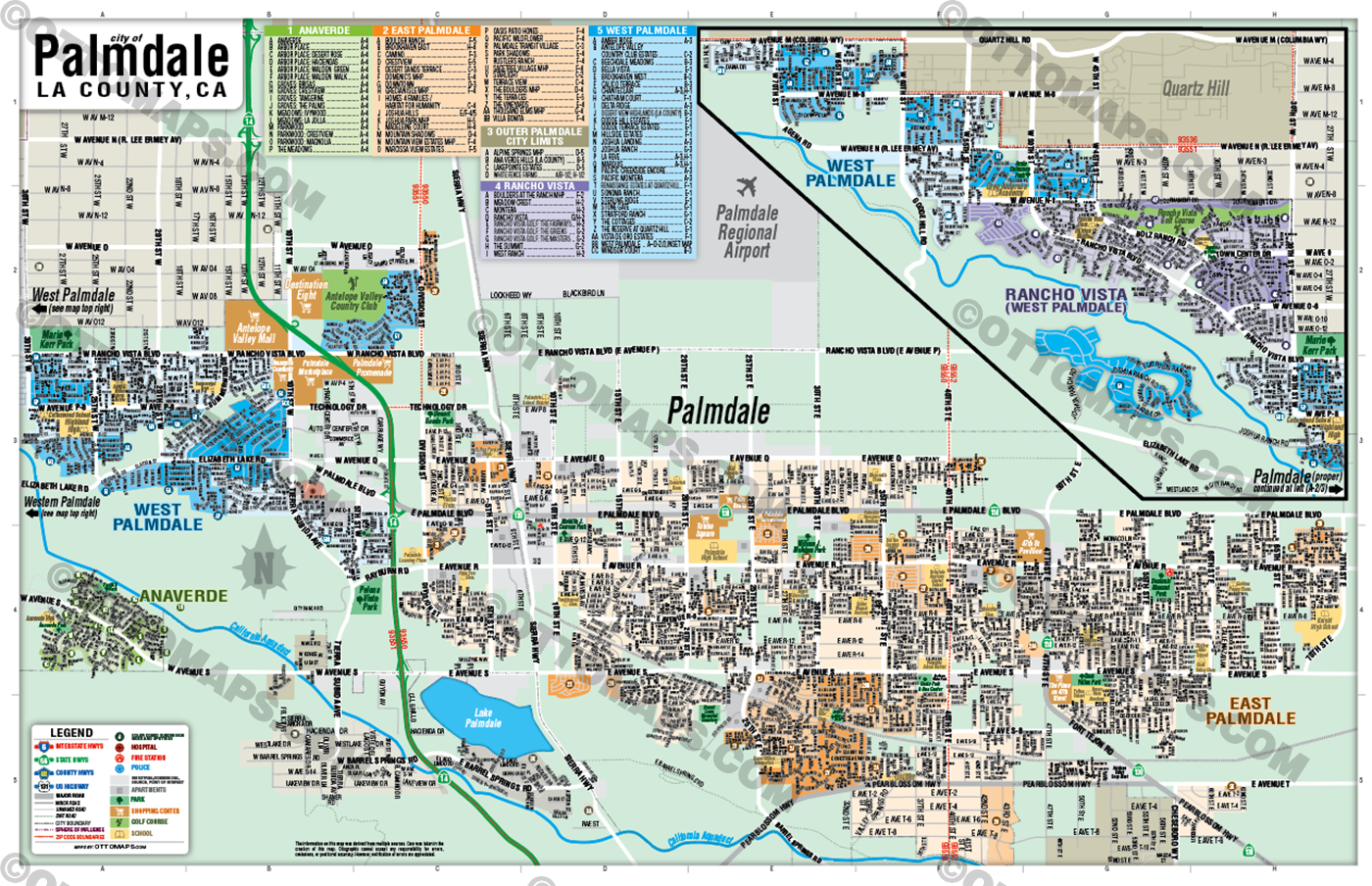 Palmdale Map, LA County - FILES - PDF and AI Files, editable, vector, royalty free