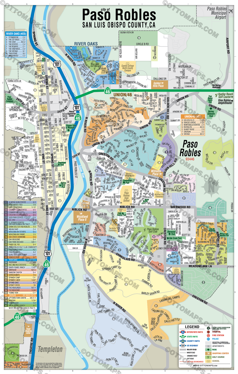 Paso Robles Map - San Luis Obispo County, CA – Otto Maps