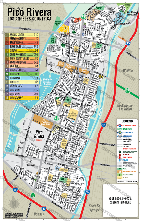 Pico Rivera Map - PDF, editable, royalty free