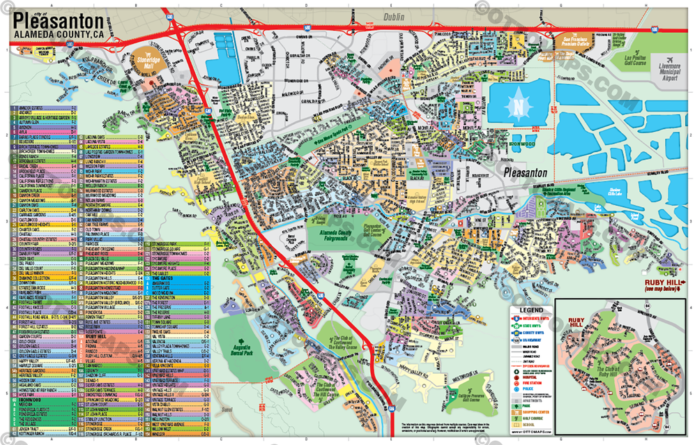 Pleasanton Map, Alameda County, CA - POSTER PRINTS