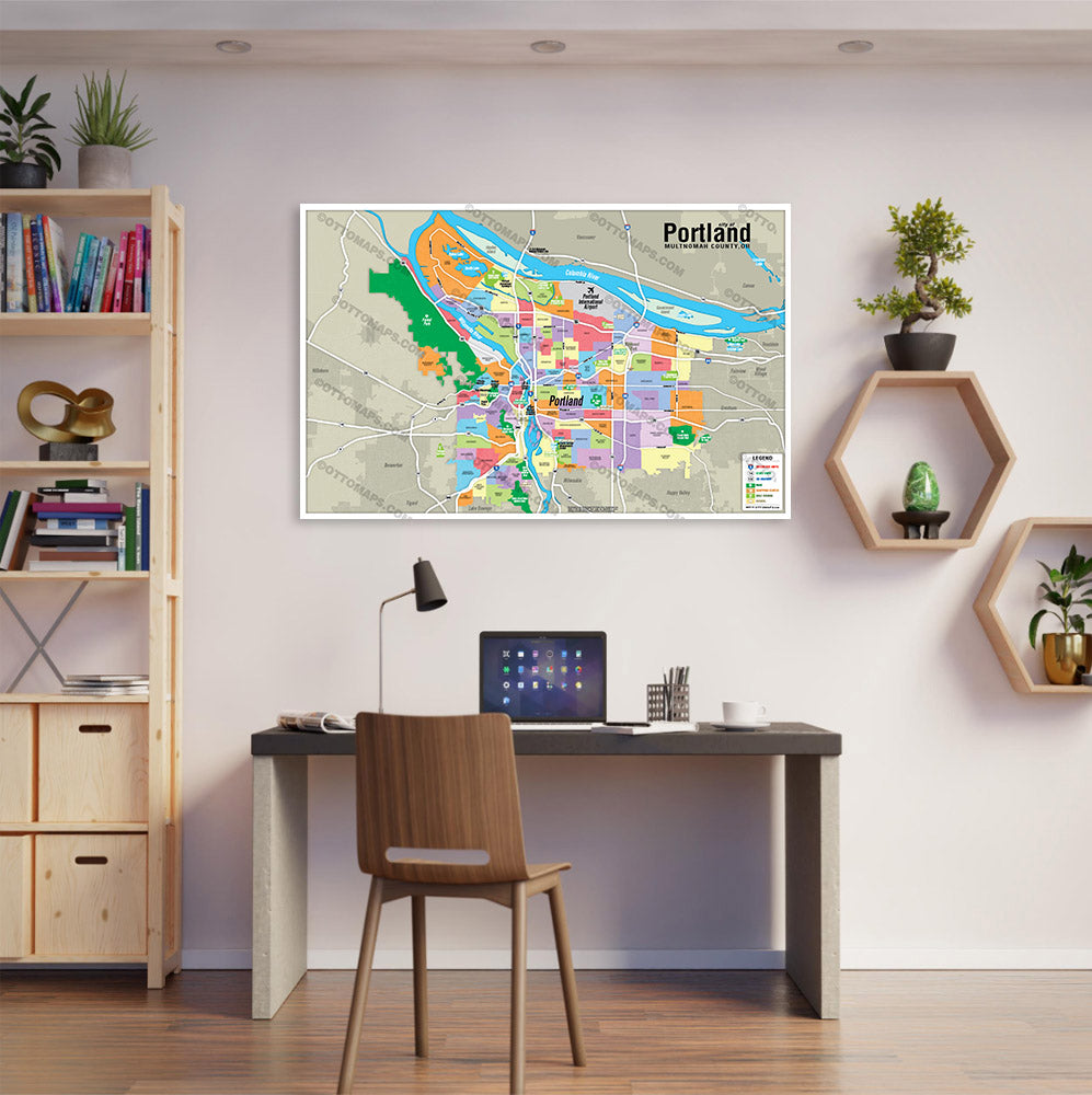 Portland, OR Map - POSTER PRINTS