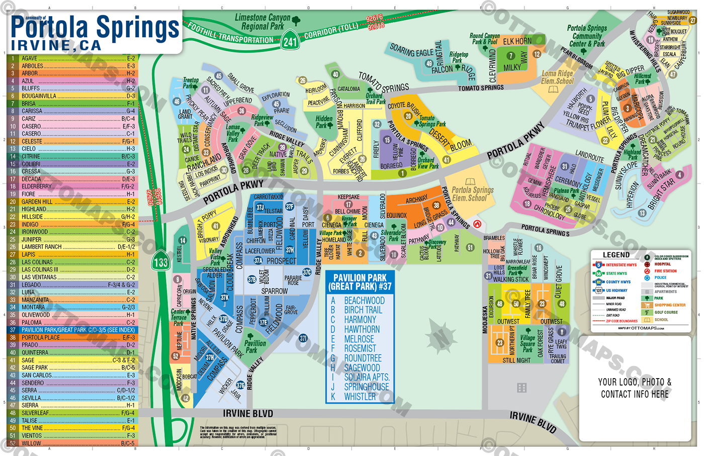 Portola Springs Map, Irvine, CA