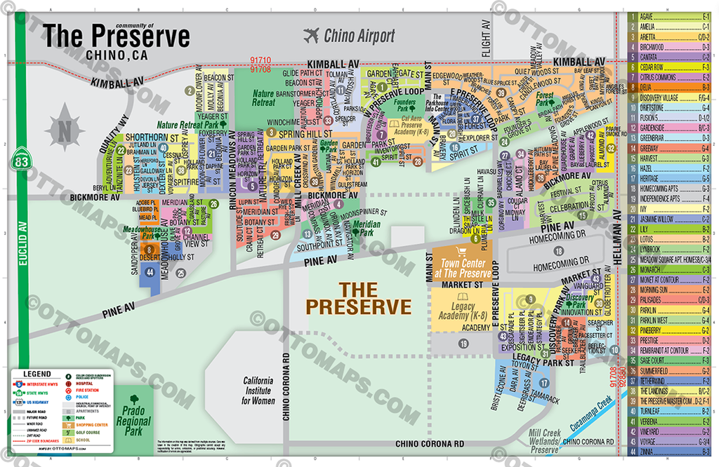 The Preserve at Chino Map, San Bernardino County, CA - POSTER PRINTS ...