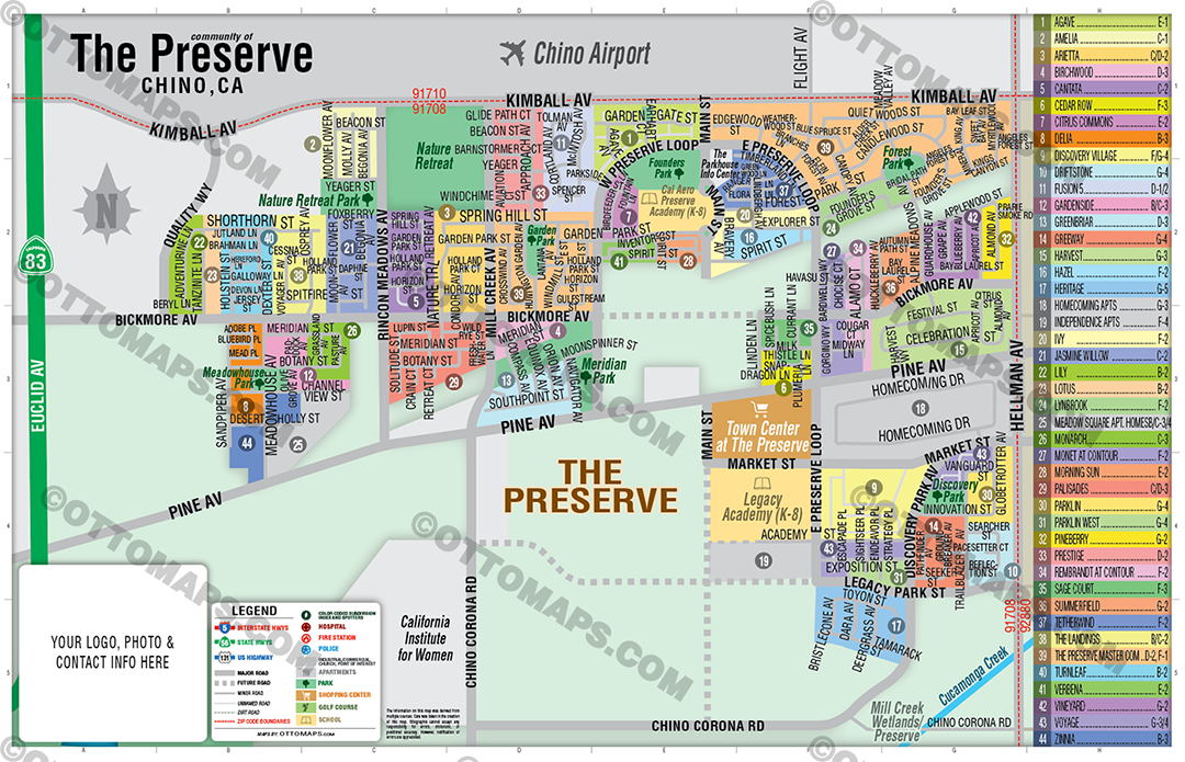 The Preserve at Chino Map, San Bernardino County, CA - FILES - PDF and AI Files, editable, vector, royalty free