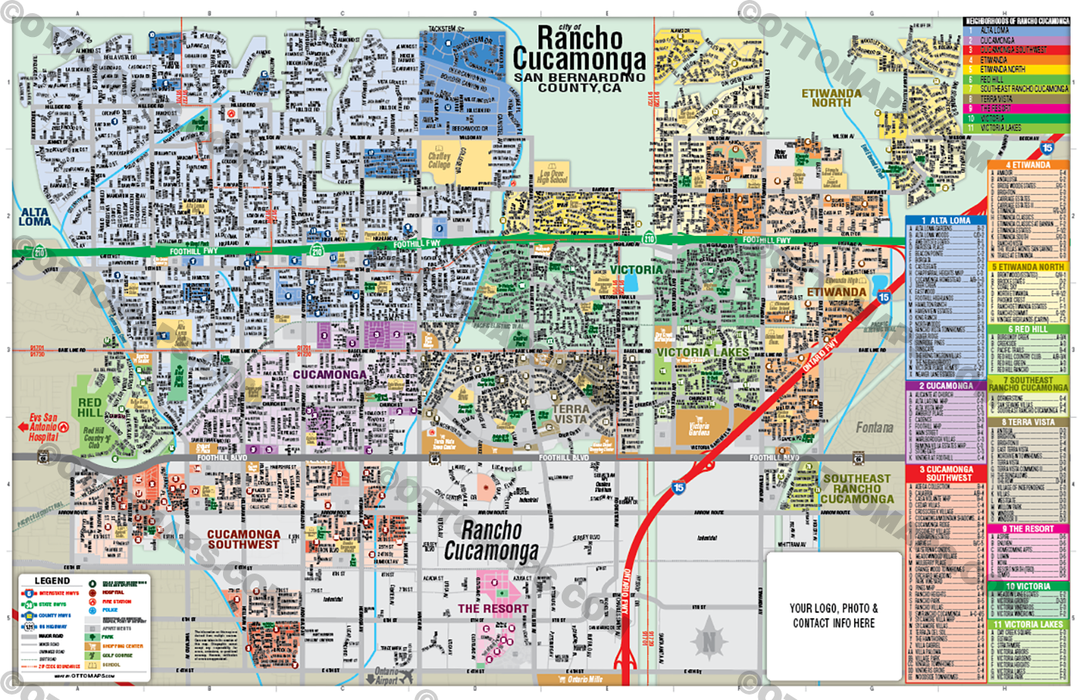 Rancho Cucamonga Map San Bernardino County CA Otto Maps