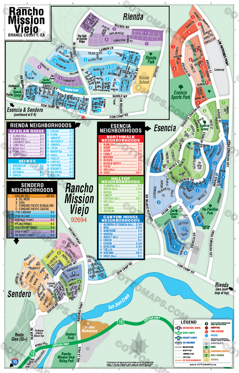 Rancho Mission Viejo Map, Orange County, CA - POSTER PRINTS