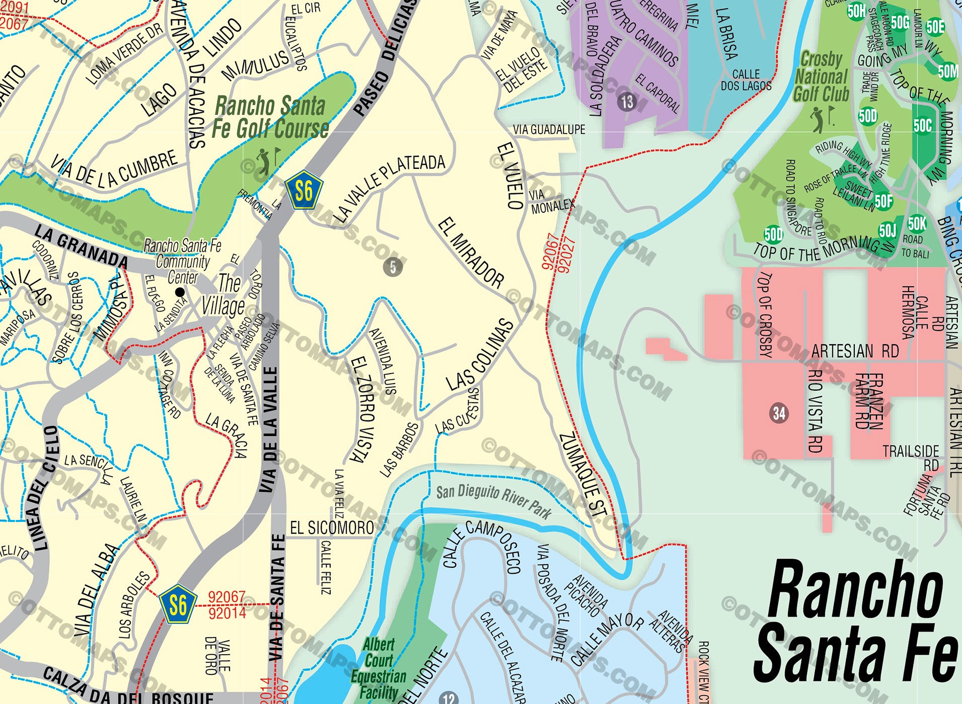 Rancho Santa Fe Map - pdf, editable, royalty free