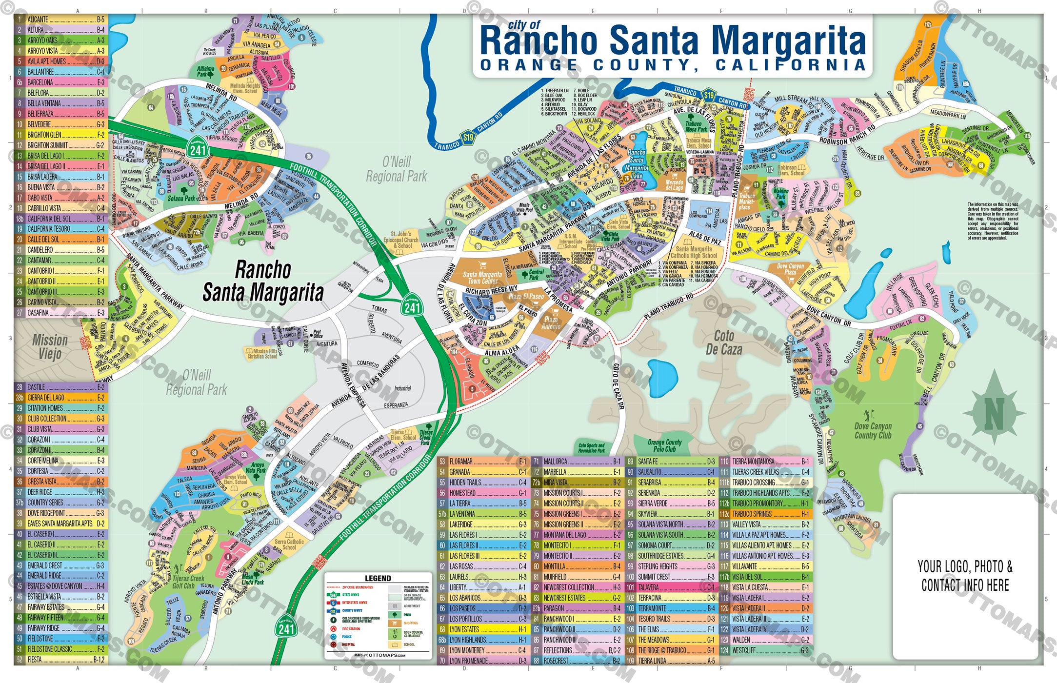 Rancho Santa Margarita Map, Orange County, CA - FILES - PDF and AI, editable, vector, royalty free