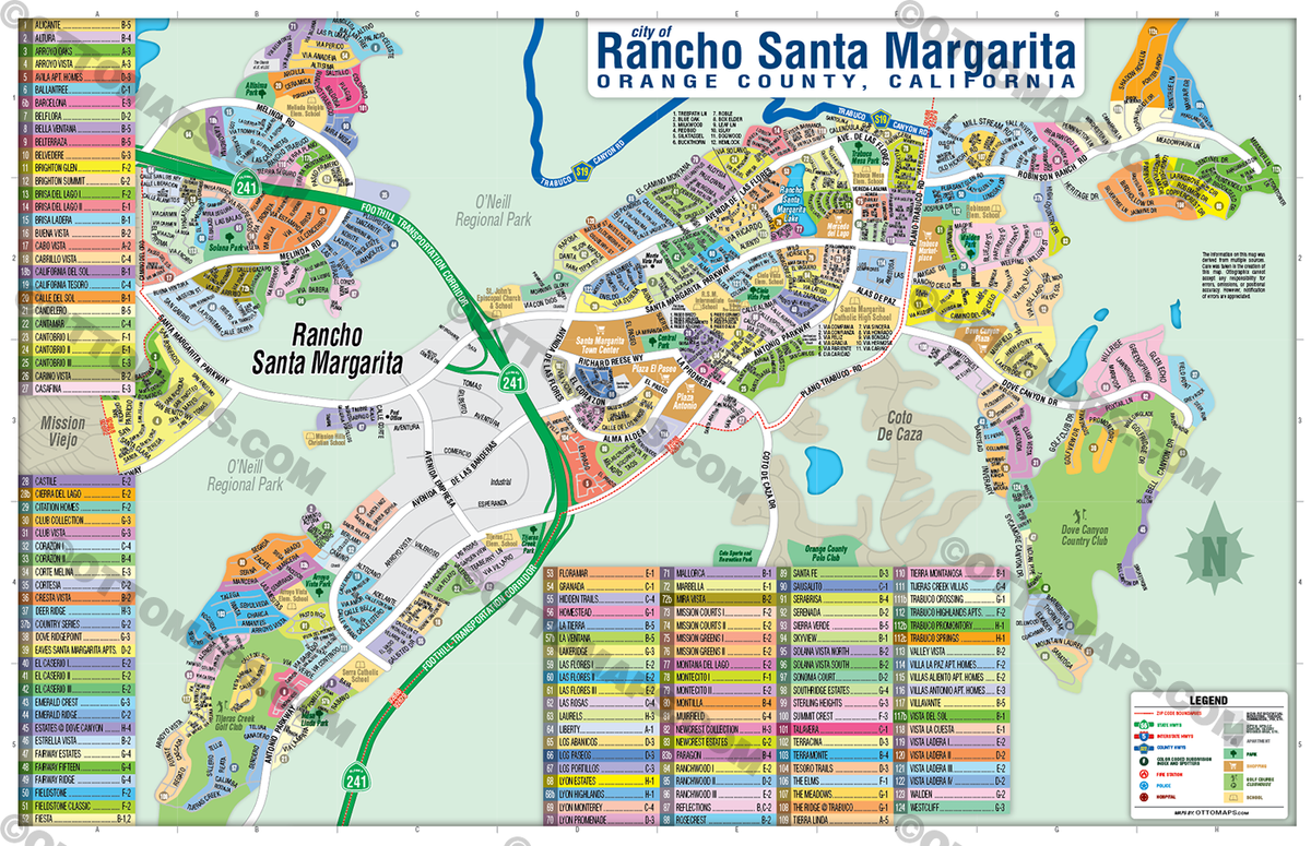 Rancho Santa Margarita Map, Orange County, CA - POSTER PRINTS – Otto Maps