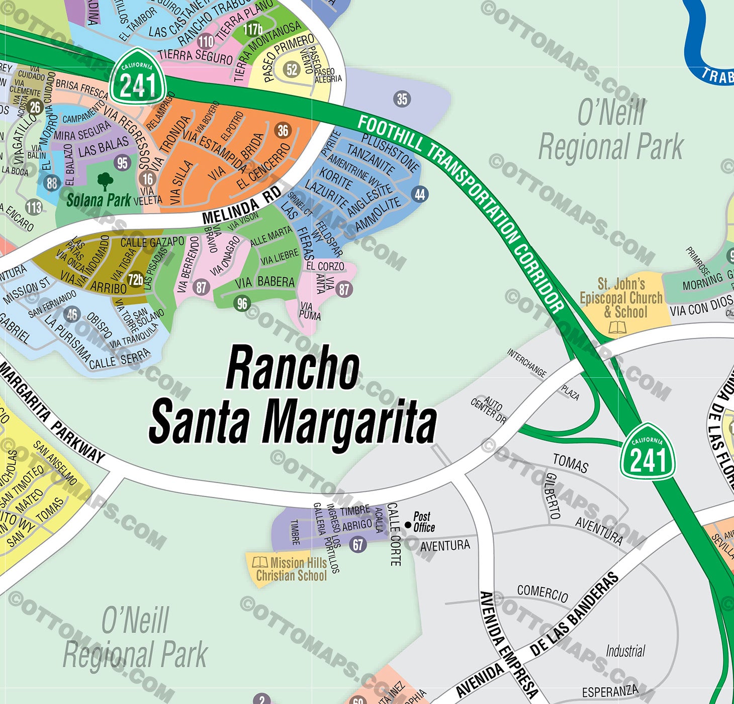 Rancho Santa Margarita Map, Orange County, CA - FILES - PDF and AI, editable, vector, royalty free