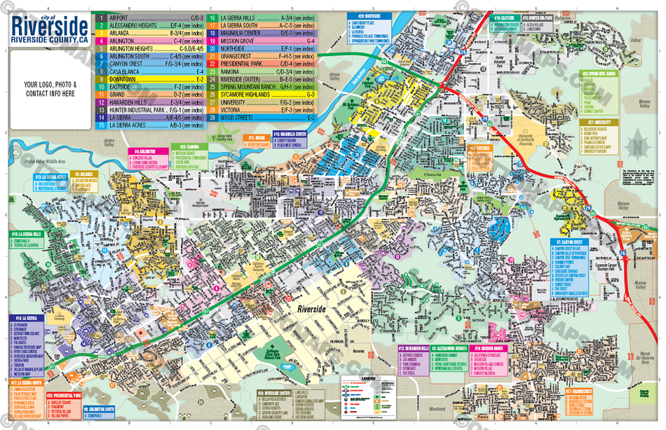 Riverside City Map, CA - FILES - PDF and AI, editable, vector, royalty ...