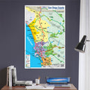 San Diego County Map - COASTAL (no Zip Codes) - POSTER PRINTS