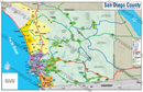 San Diego County Map - FULL (no Zip Codes) - FILES - PDF and AI, layered, editable, vector, royalty free