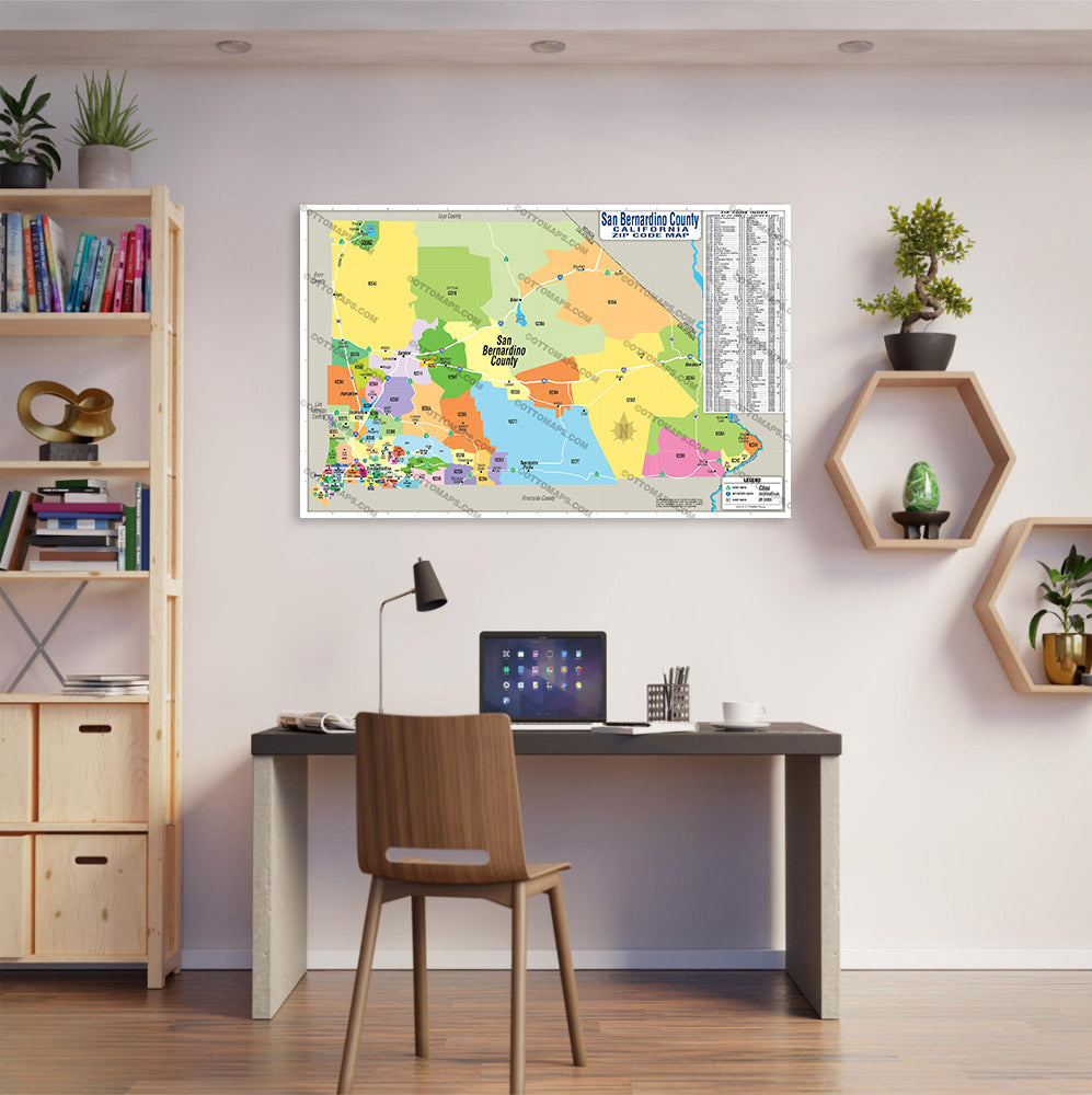 San Bernardino County Zip Code Map - POSTER PRINTS