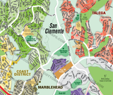 San Clemente Map, Orange County, CA  - FILES - PDF and AI, editable, layered, vector, royalty free
