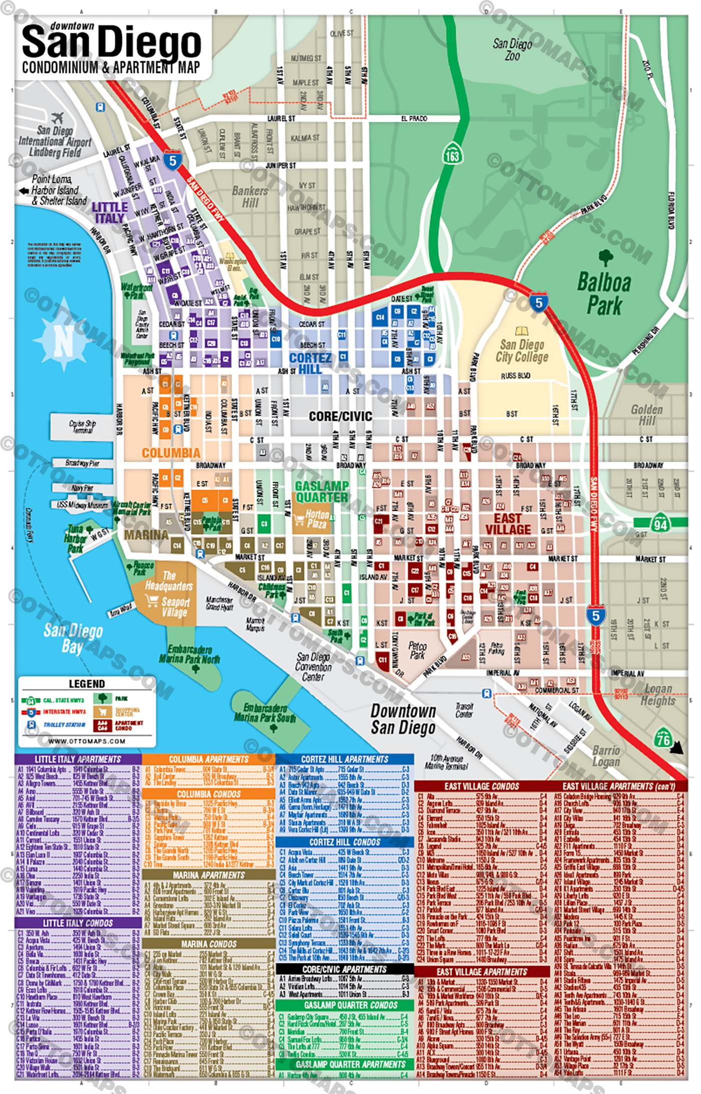 Downtown San Diego Condo and Apartment Map - POSTER PRINTS