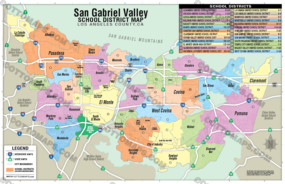San Gabriel Valley School District Map – Otto Maps