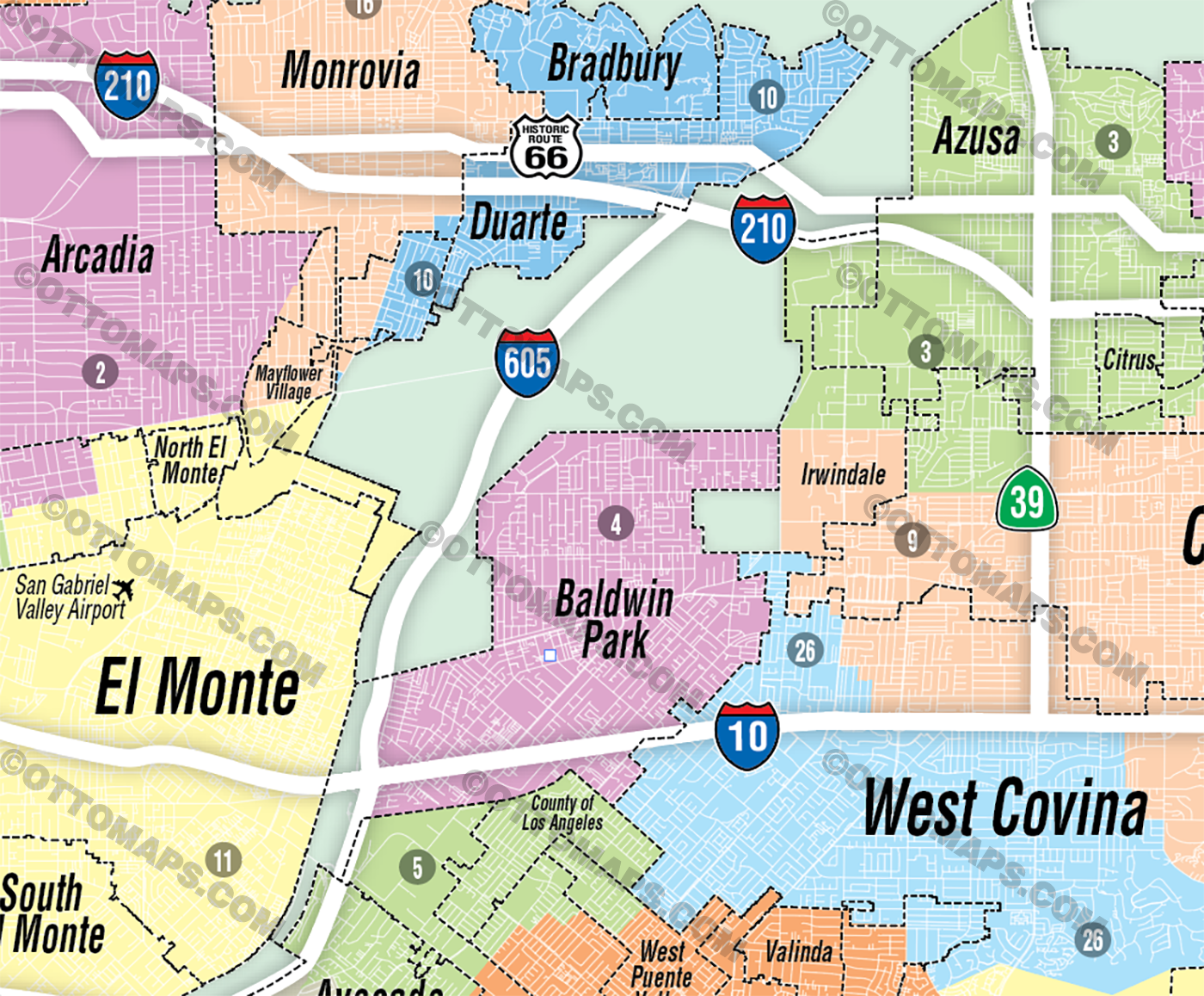 San Gabriel Valley School District Map - Los Angeles County, CA