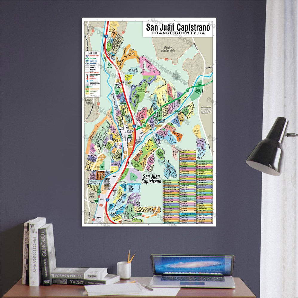 San Juan Capistrano Map, Orange County, CA - POSTER PRINTS