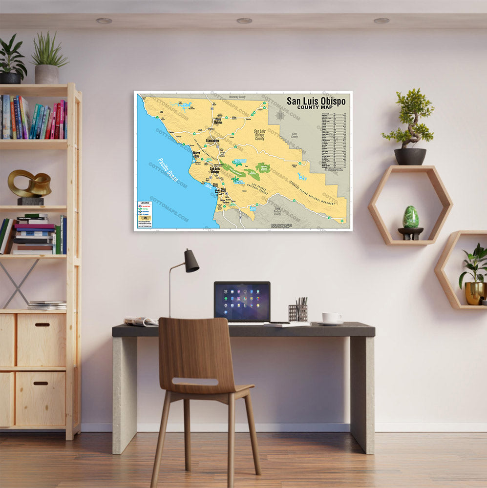 San Luis Obispo County Map (no zip codes) - POSTER PRINTS