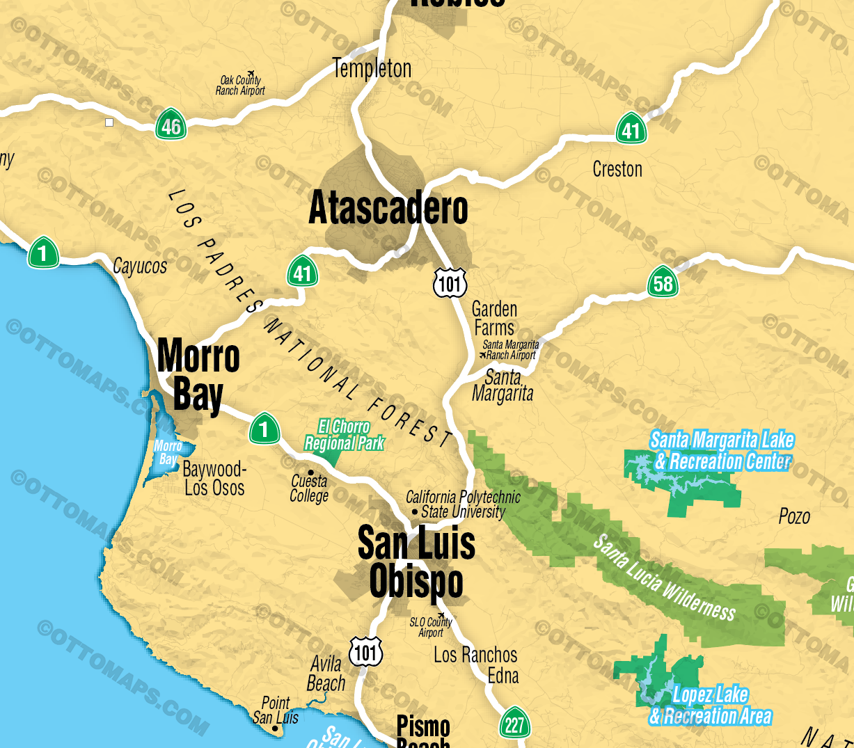 San Luis Obispo County Map (no zip codes) - FILES - PDF and AI - zoom