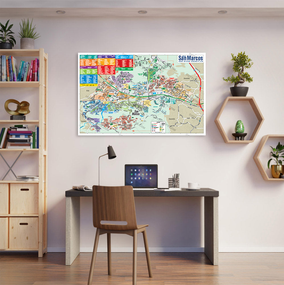San Marcos and Lake San Marcos Map with Subdivisions - POSTER PRINTS