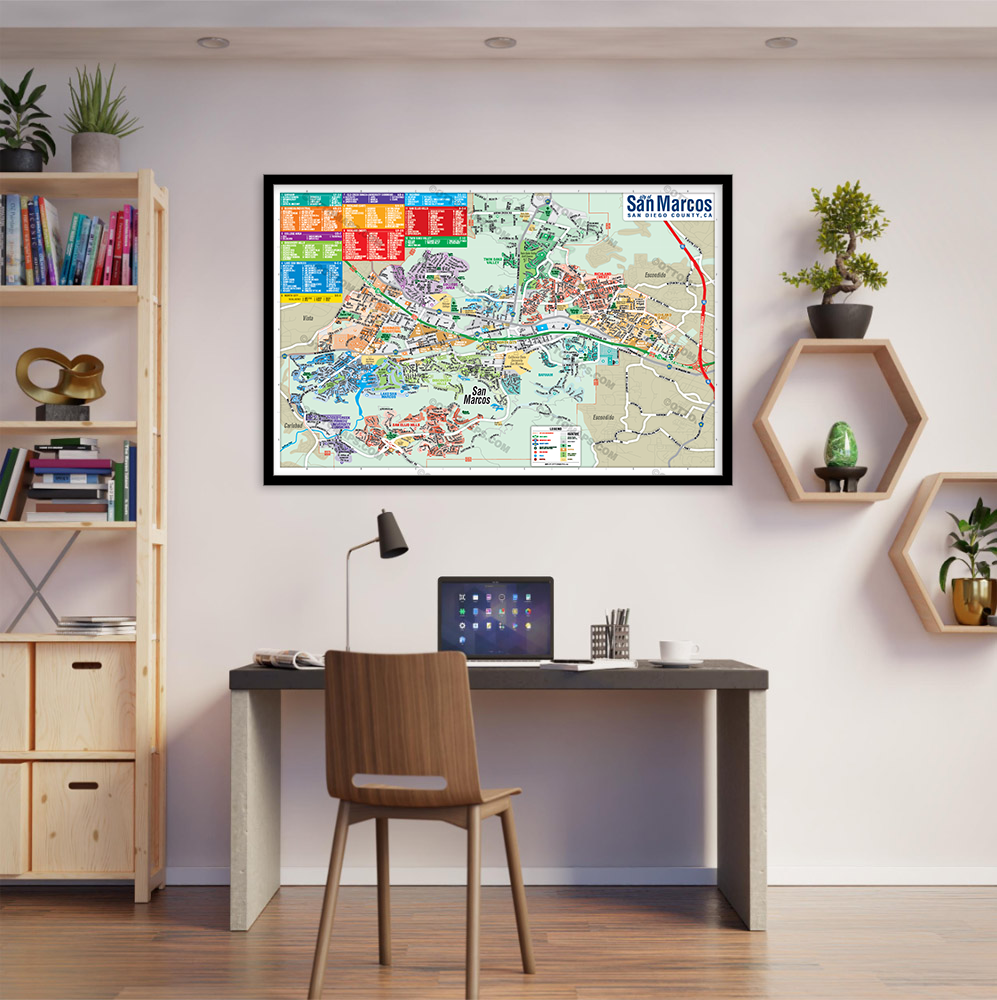 San Marcos and Lake San Marcos Map with Subdivisions - POSTER PRINTS