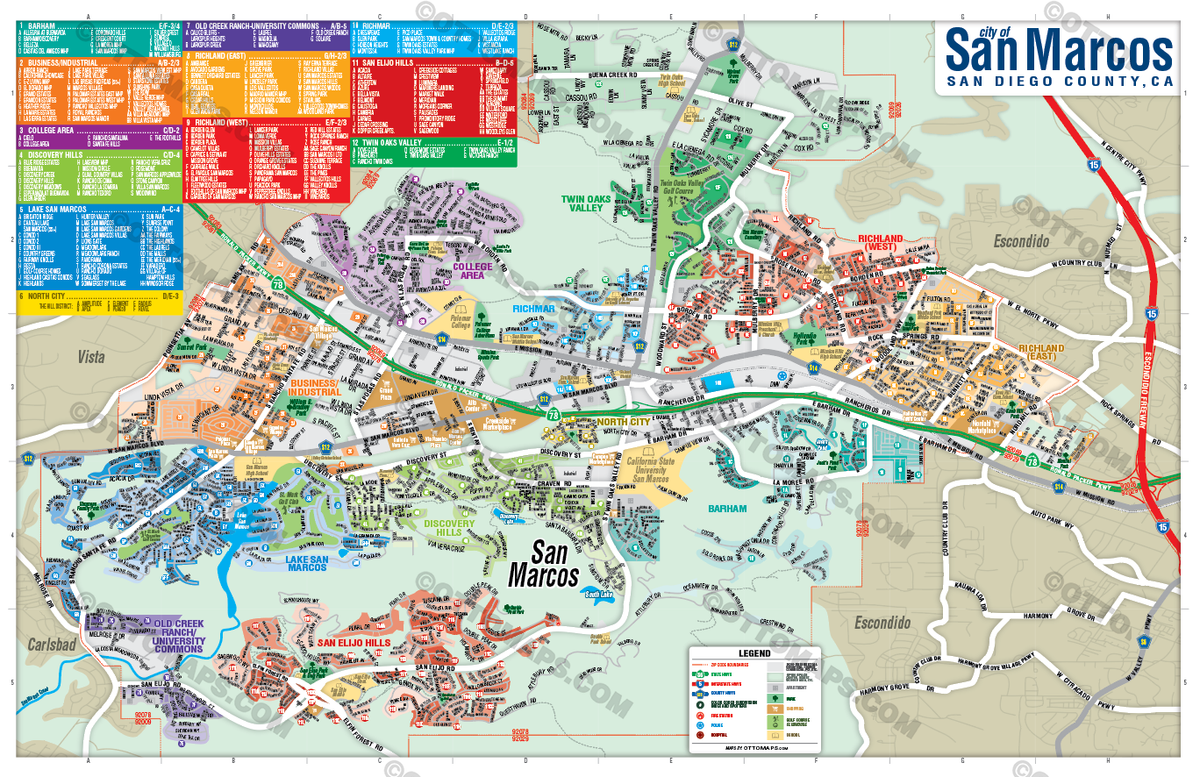San Marcos and Lake San Marcos Map - FILES - PDF and Adobe Illustrator - no box